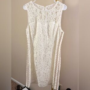 Lilly Pulitzer White Lace Sleeveless Mini Dress with Gold Trim Size 14
